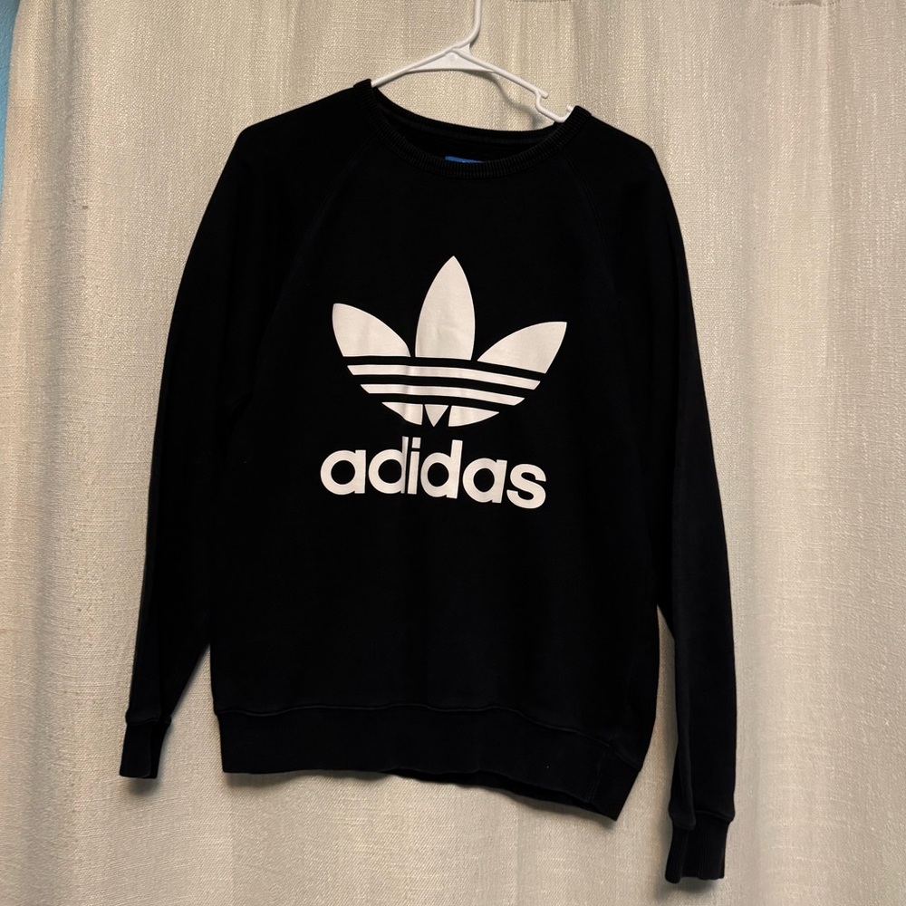 Adidas Women's Black and White Logo Sweater